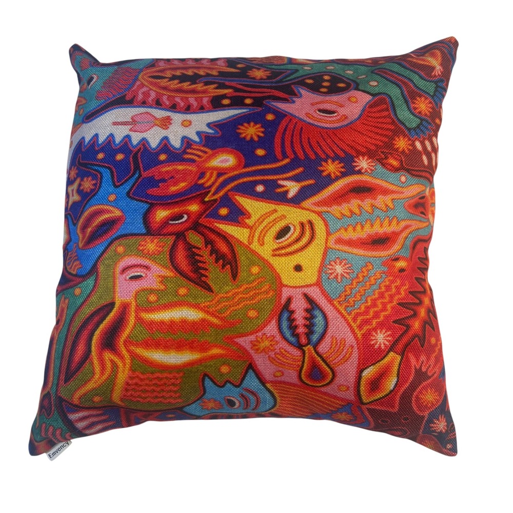 Emvency Psychedelic Folk Art Animal Print Accent Pillow‎ Multicolor 16x16 Square